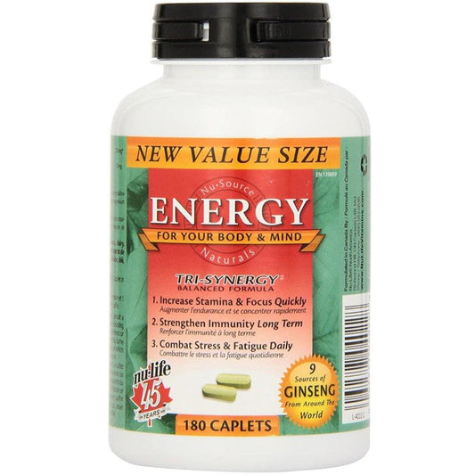 Energy Ginseng Tri-Synergy 180 Caplets- Nu-Life